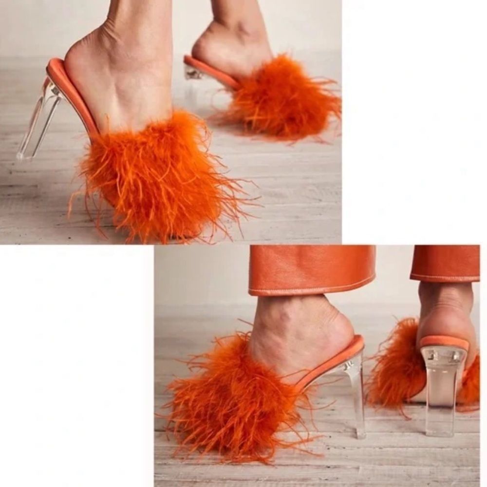Jeffrey Campbell Daisy Feather  Boa Heels size 10